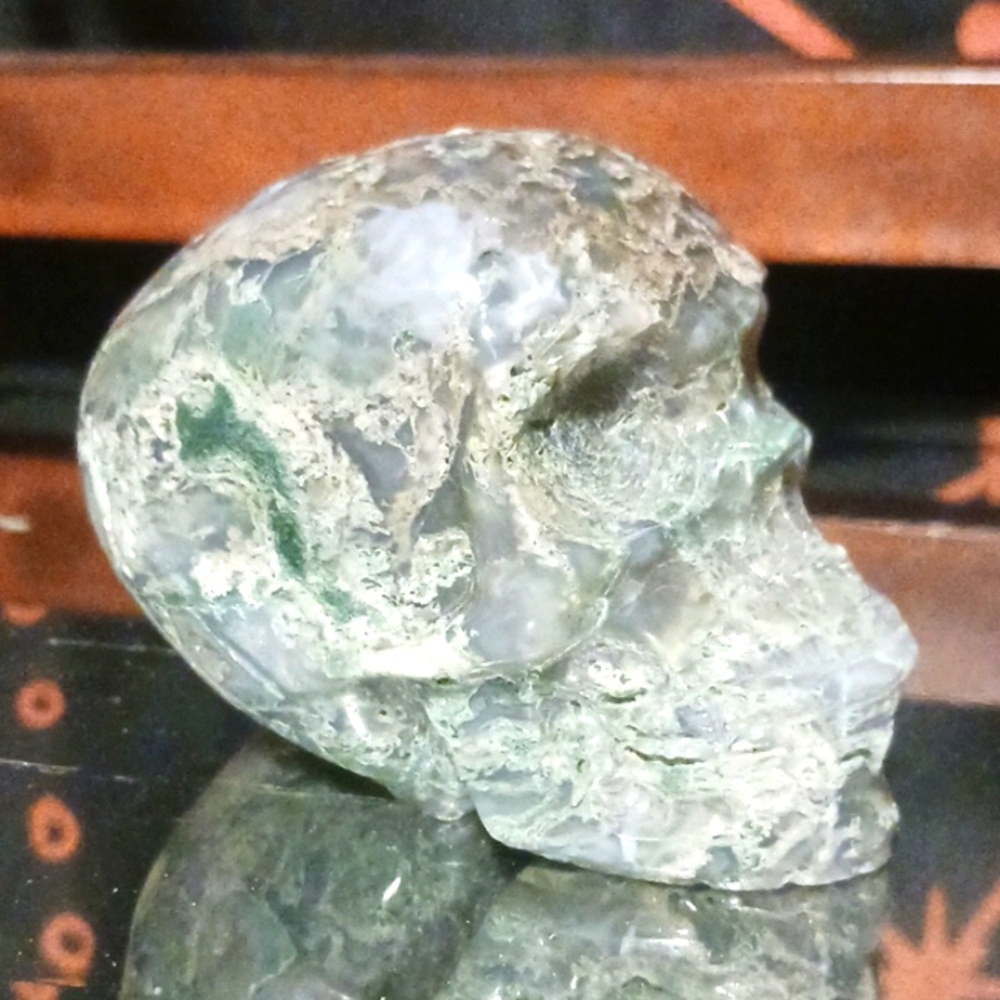 Moss Agate Skull